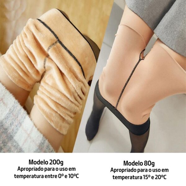 Calça Legging Cós Alto Peluciada Pés Fechados - Imita meia-calça - Image 7