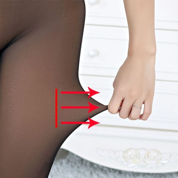 Calça Legging Cós Alto Peluciada Pés Fechados - Imita meia-calça - Image 9