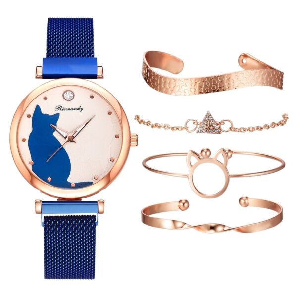 Relógio Fashion Feminino 5 peças Cat Dial Luxury - Image 2